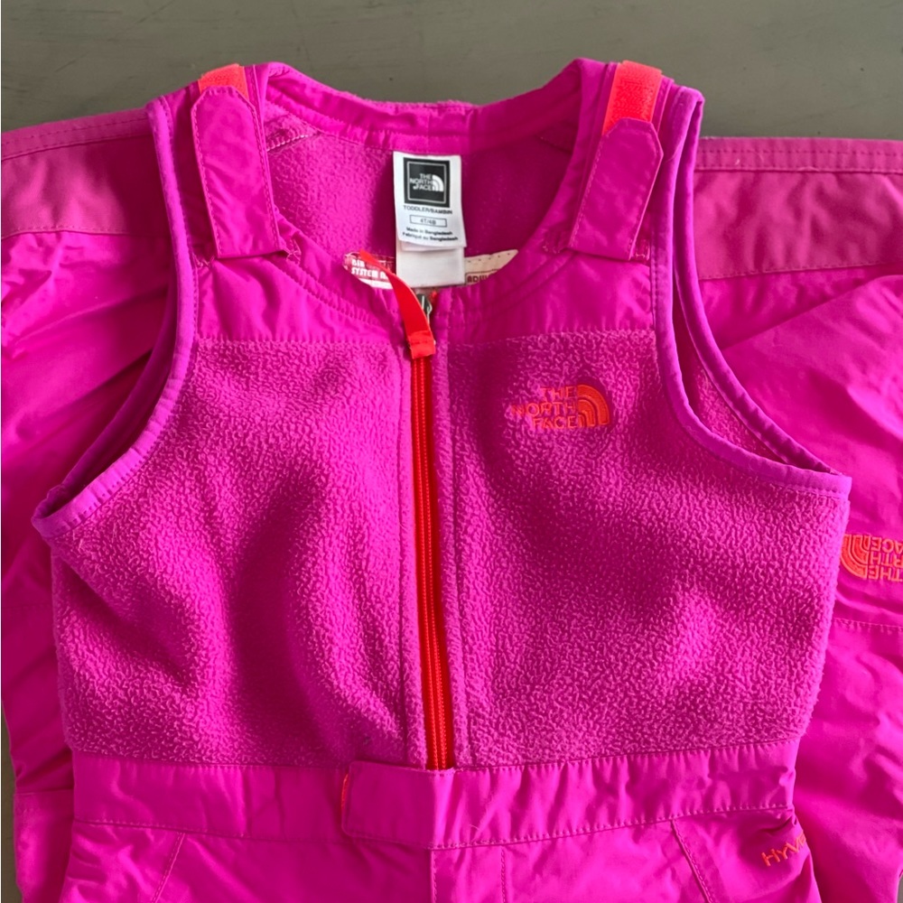 North Face Girls’ Snow Bibs, Pink, Size 4T